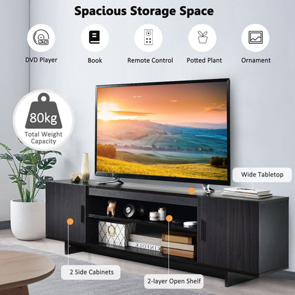 TV Stand for Up to 65 Inch TVs, 2 Cabinets, Shelves