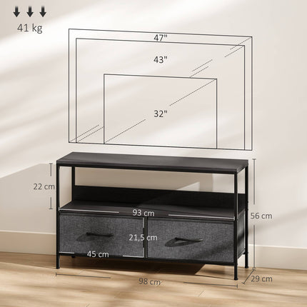 TV Stand with 2 Drawers, Open Shelf, Fits Up to 47" TV