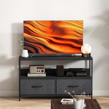 TV Stand with 2 Drawers, Open Shelf, Fits Up to 47" TV
