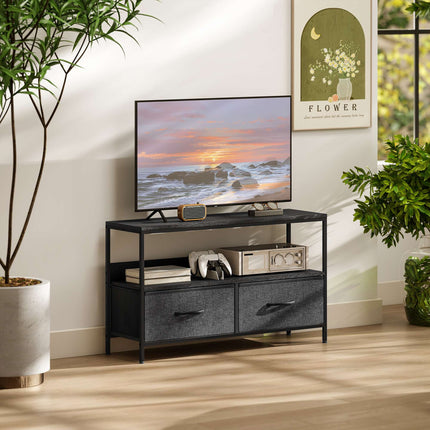 TV Stand with 2 Drawers, Open Shelf, Fits Up to 47" TV