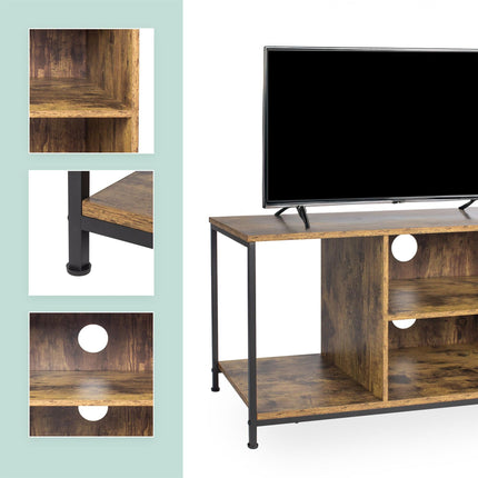 TV Stand with 4 Compartments, Wood-Effect Finish
