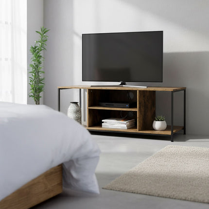 TV Stand with 4 Compartments, Wood-Effect Finish