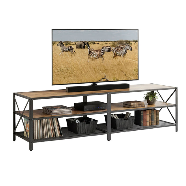 TV Stand with 4 Compartments, Wood-Effect Finish