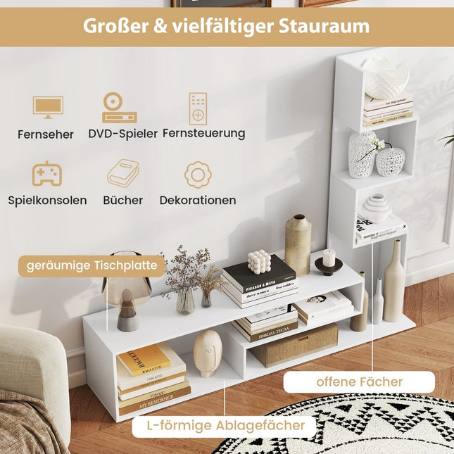 TV Stand with Bookshelf, Fits TVs Up to 50", White