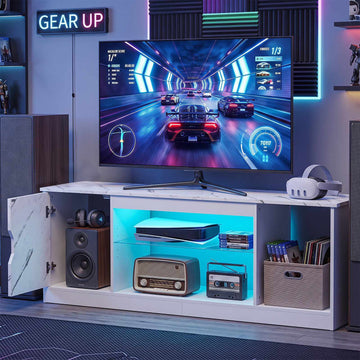 TV Stand with LED Lights & Adjustable Shelf for 65" TVs
