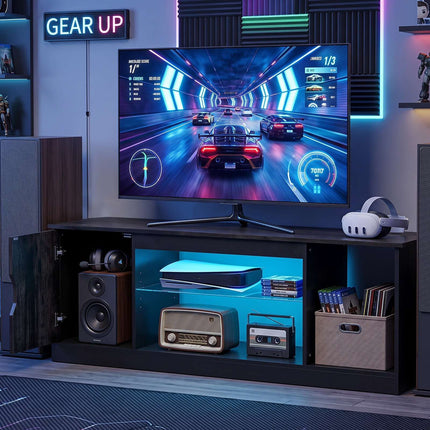 TV Stand with LED Lights & Adjustable Shelf for 65" TVs
