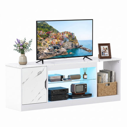 TV Stand with LED Lights & Adjustable Shelf for 65" TVs