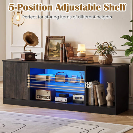 TV Stand with LED Lights & Adjustable Shelf for 65" TVs