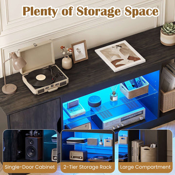 TV Stand with LED Lights & Adjustable Shelf for 65" TVs