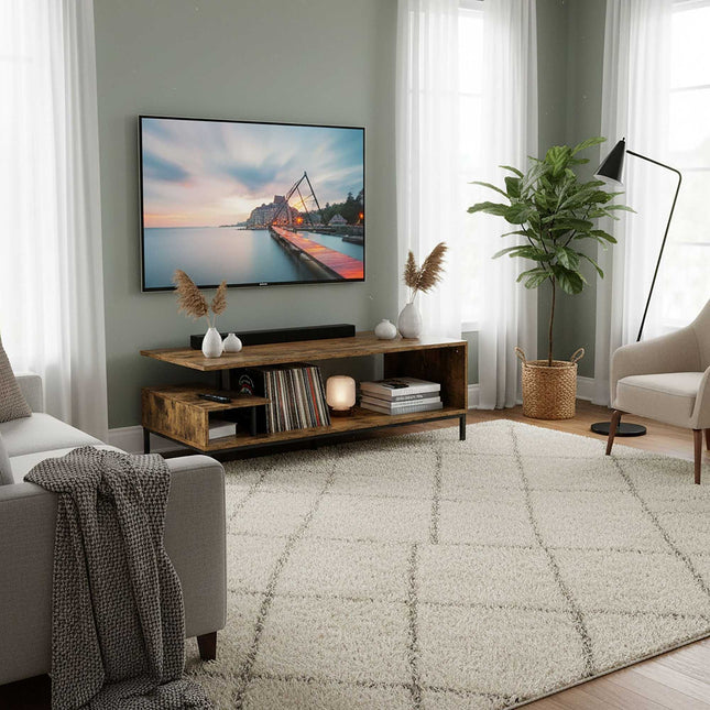 TV Stand with Open Shelves for 55-Inch Screens