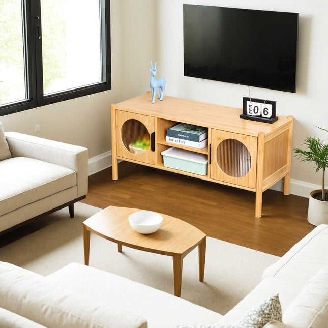 TV Unit with 2 Doors, Cable Management