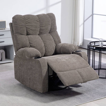 Reclining TV armchair, Swivel, with Cup holder, Brown