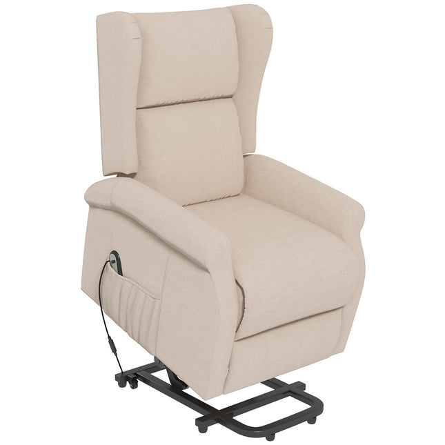 TV armchair with electric lift and lockable tilt, cream