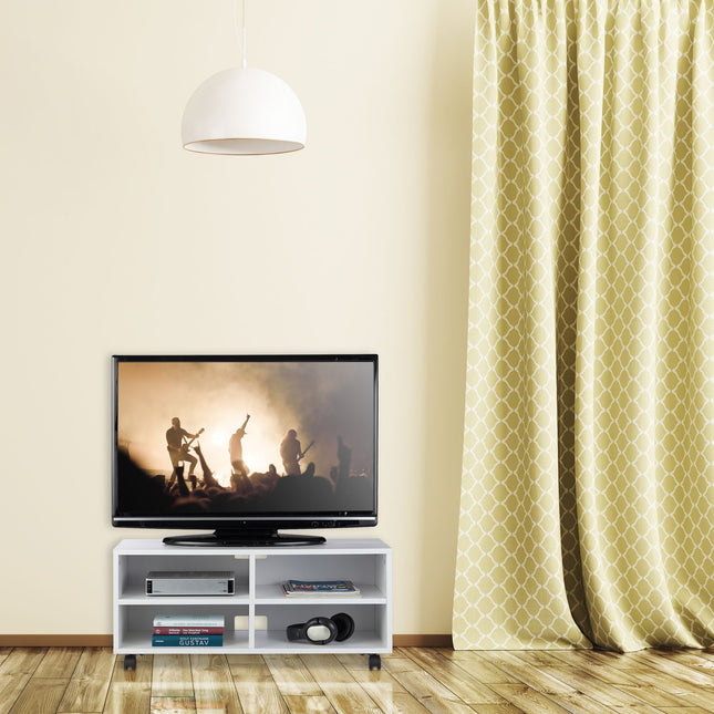 TV bench with 4 compartments and wheels