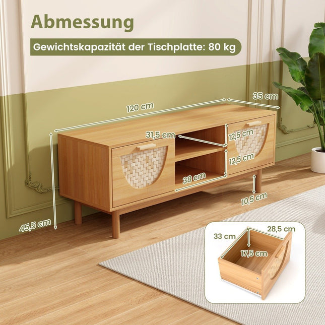 TV cabinet with 2 drawers & open shelves for TVs up to 55 inch TV lowboard TV cabinet