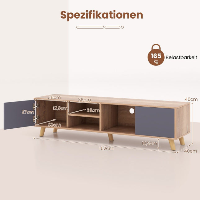 TV cabinet with open shelf & 2 cabinets TV lowboard for TVs up to 65 inch TV cabinet