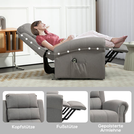 Electric reclining massage chair with heating and standing assistance