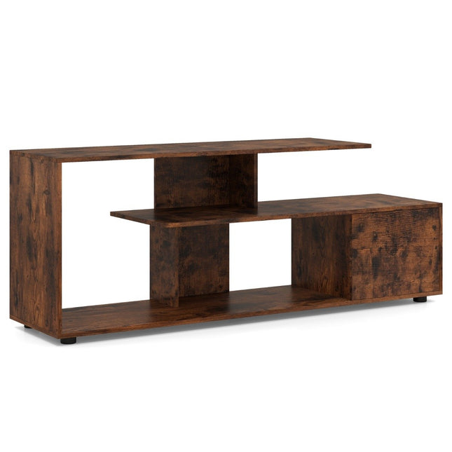 TV stand for TVs up to 55 inches with shelves &amp; Cabinet TV cabinet lowboard brown