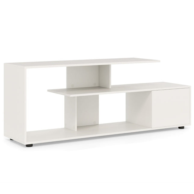 TV stand for TVs up to 55 inches with shelves &amp; Cabinet TV cabinet lowboard white
