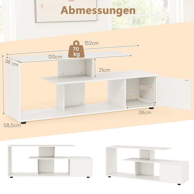 TV stand for TVs up to 55 inches with shelves &amp; Cabinet TV cabinet lowboard white