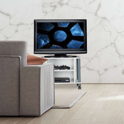 TV table with wheels and 2 compartments