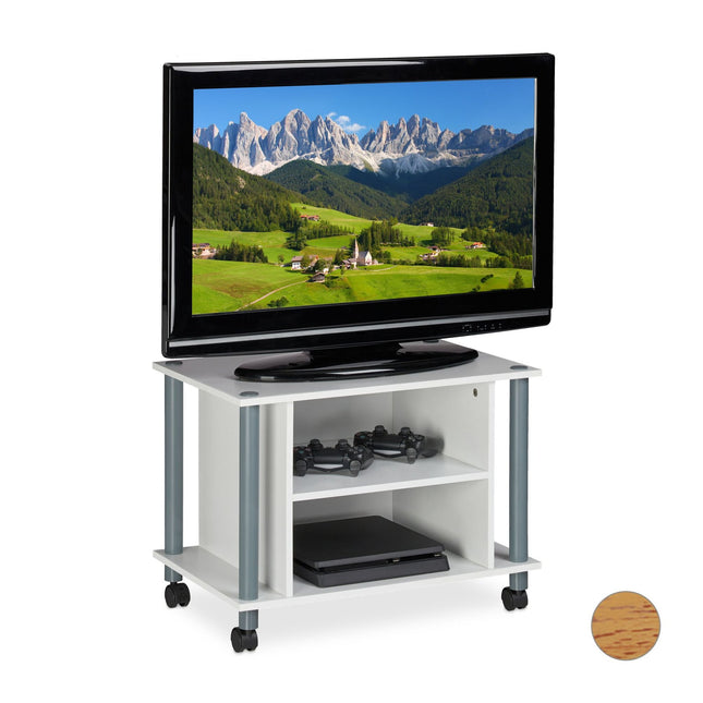 TV table with wheels and 2 compartments
