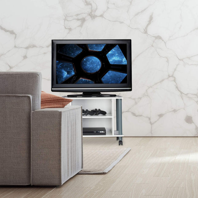 TV table with wheels and 2 compartments