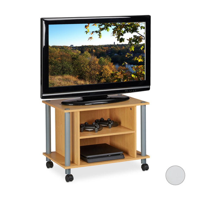 TV table with wheels and 2 compartments