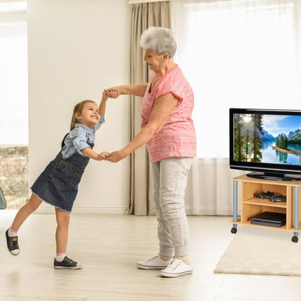 TV table with wheels and 2 compartments