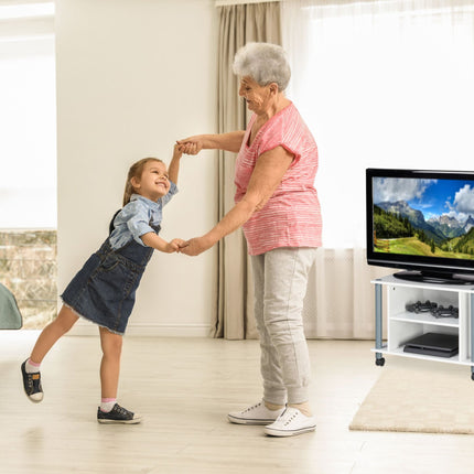 TV table with wheels and 2 compartments