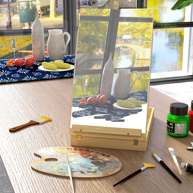 Adjustable Wooden Table Easel - Portable with Storage