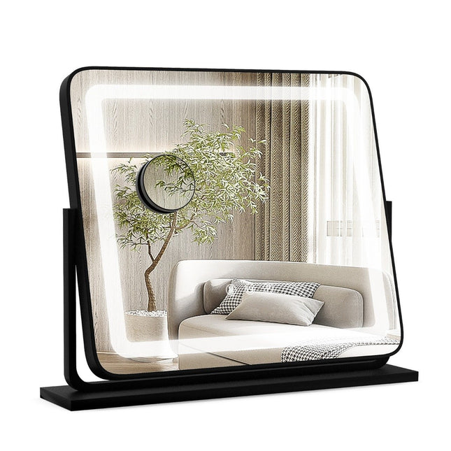 Table LED Illuminated Mirror Makeup Mirror with Lights 56 x 12 x 48 cm Black