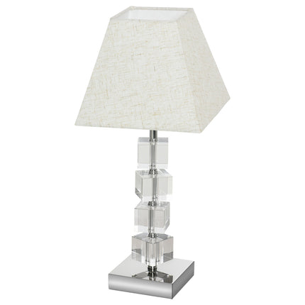 Bedside lamp, rotating crystal cube, cream white