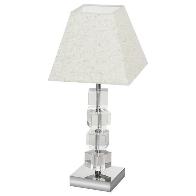 Bedside lamp, rotating crystal cube, cream white