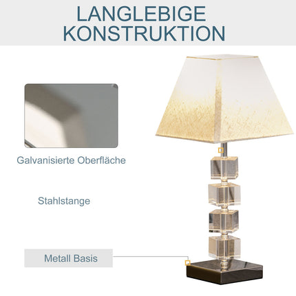 Bedside lamp, rotating crystal cube, cream white