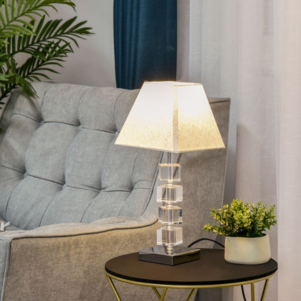 Bedside lamp, rotating crystal cube, cream white