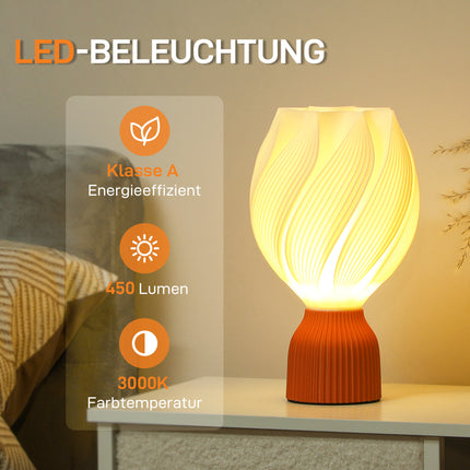 Tafellamp, LED-tafellamp met 3D-geprinte bloemachtige lampenkap, bedlamp voor woonkamer, speelkamer, wit Aosom