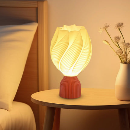 Tafellamp, LED-tafellamp met 3D-geprinte bloemachtige lampenkap, bedlamp voor woonkamer, speelkamer, wit Aosom