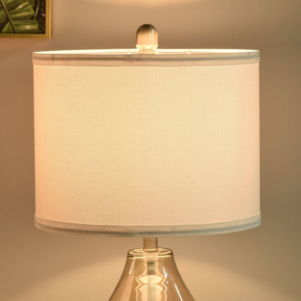 Set of 2 bedside lamps - glass, linen, E27 socket