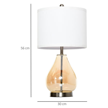 Set of 2 bedside lamps - glass, linen, E27 socket