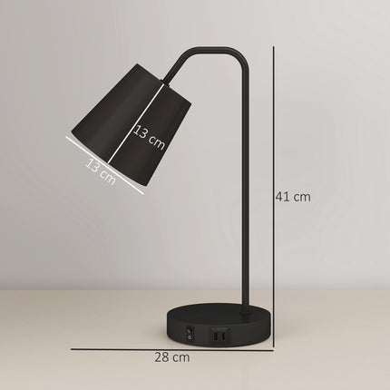 Table Lamp Set Of 2, Black Steel, USB-A/USB-C, E27