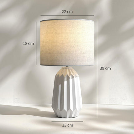 Table Lamp with Linen Shade, 22x22x39 cm, White