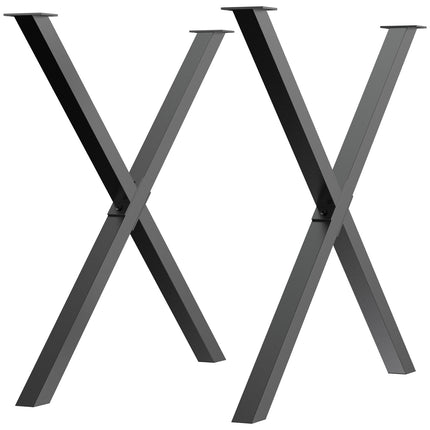 Black Steel X-Shape table legs, set of 2, 72Cm