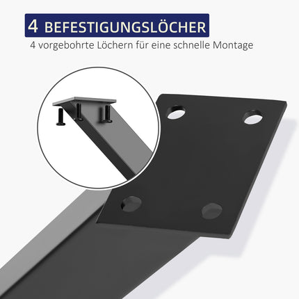 Black Steel X-Shape table legs, set of 2, 72Cm