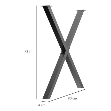 Black Steel X-Shape table legs, set of 2, 72Cm