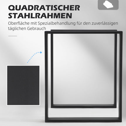Black table leg set in steel - square profiles, 60x72 cm
