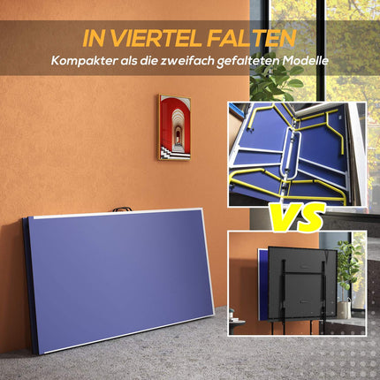Folding table tennis table with net, bats & balls - Blue