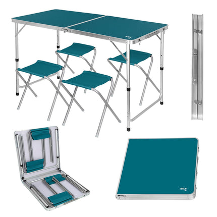 Table and Chairs Set, Blue, Foldable, Outdoor Use