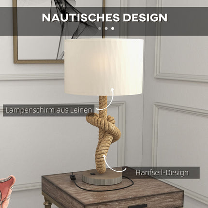 LED table lamp, USB rechargeable, E27 socket, metal linen