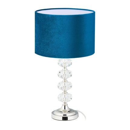 Table lamp in crystal and velvet blue